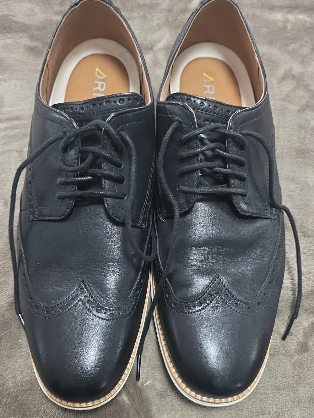 Cole Haan Black Leather Wingtip Oxfords